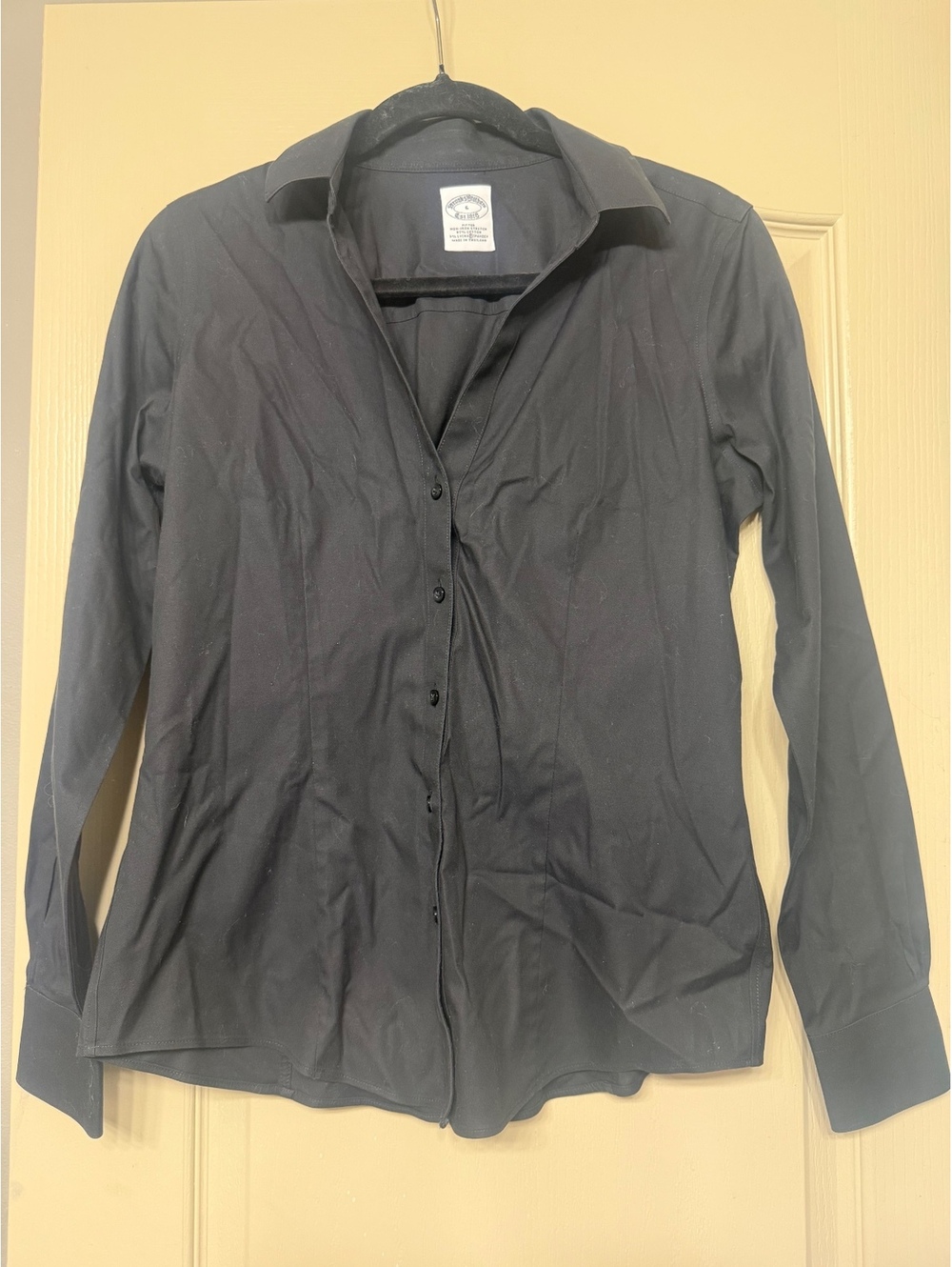 Women’s Brooks Brothers Fitted Black Non-Iron Stretch Button-Up Shirt Size 6